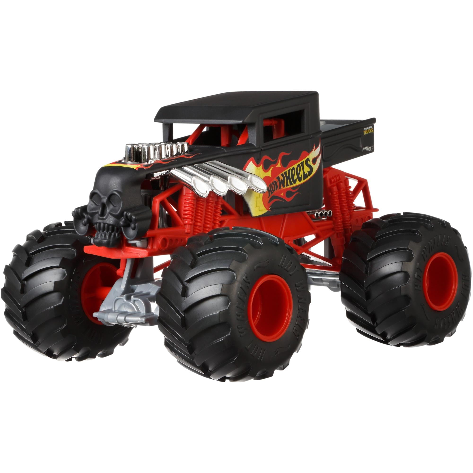  Hot Wheels RC Monster Trucks Bone Shaker in 1:15 Scale,  Remote-Control Toy Truck with Terrain Action Tires : Toys & Games