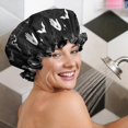 thumbnail image 5 of Shower Caps,Black Gothic Hand Spider Pattern Waterproof Shower Cap for Women 4 Pieces,Double Reusable Hair Cover for Shower PEVA Elastic Stretch Hem, 5 of 7