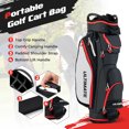 thumbnail image 6 of Topbuy Golf Cart Bag Lightweight Portable Golf Club Bag with 14-Way Dividers 8 Zippered Pockets Including Cooler Bag Rain Hood and Shoulder Strap for Men Women Black, 6 of 7