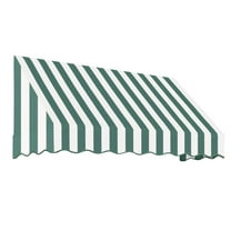 Awntech 6.375 ft San Francisco Fixed Awning Acrylic Fabric, Forest/White Stripe