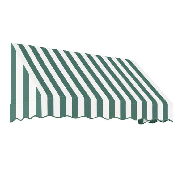 Awntech 6.375 ft San Francisco Fixed Awning Acrylic Fabric, Forest/White Stripe