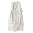 thumbnail image 2 of Spring Saving GaThRRgYP Summer Clearance Womens Dresses,Women's Standing Neck Embroidered Cotton and Dress Women's Literature Retro Flowing Long Dress, 2 of 5