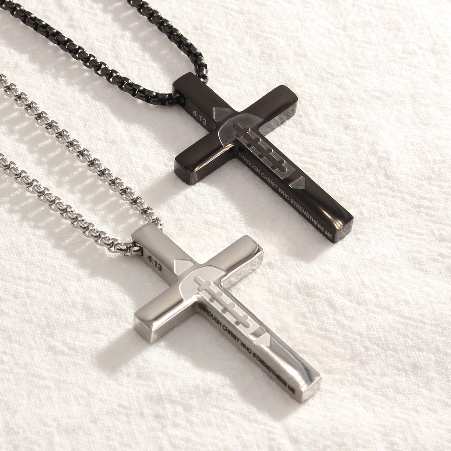 Ed Hardy Men's Burnished Silver Tone Metal Cross Pendant Necklace