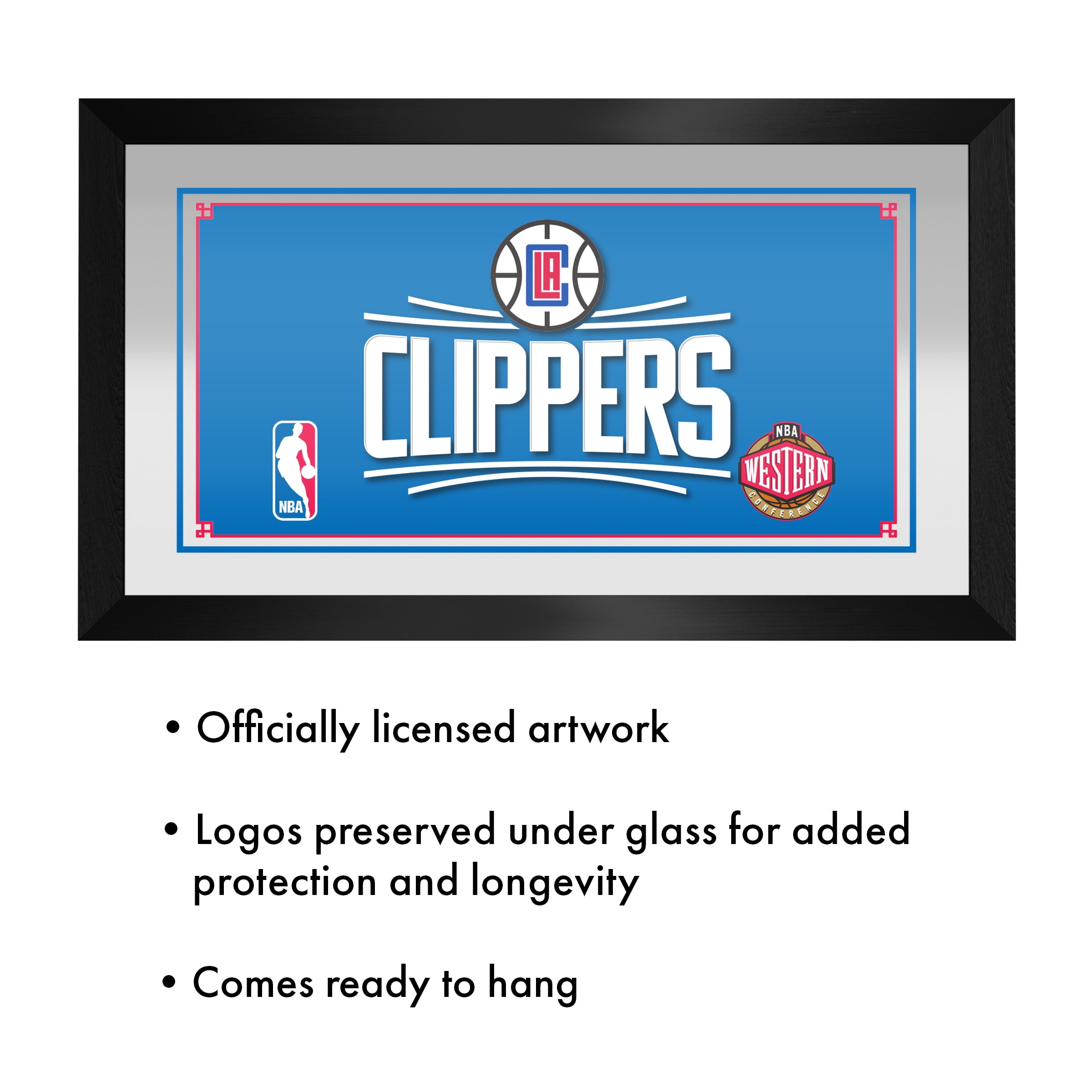 Los Angeles Clippers Logo Ready-To-Hang Black Framed Wall Mirror