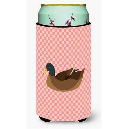 

Khaki Campbell Duck Pink Check Tall Boy Beverage Insulator Hugger