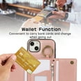 thumbnail image 5 of Wallet Function Case for iPhone 13 with Shoulder Strap, Elegant Card Holder Ring Stand Flip Zipper PU Leather Card Slots Phone Case Cover Women Girls for iPhone 13, Rosegold, 5 of 10
