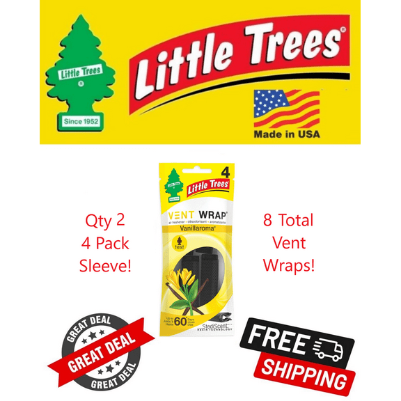 Little Trees Vent Wrap Vanillaroma Scent Air Freshener for Car & Home - 8 Pack!