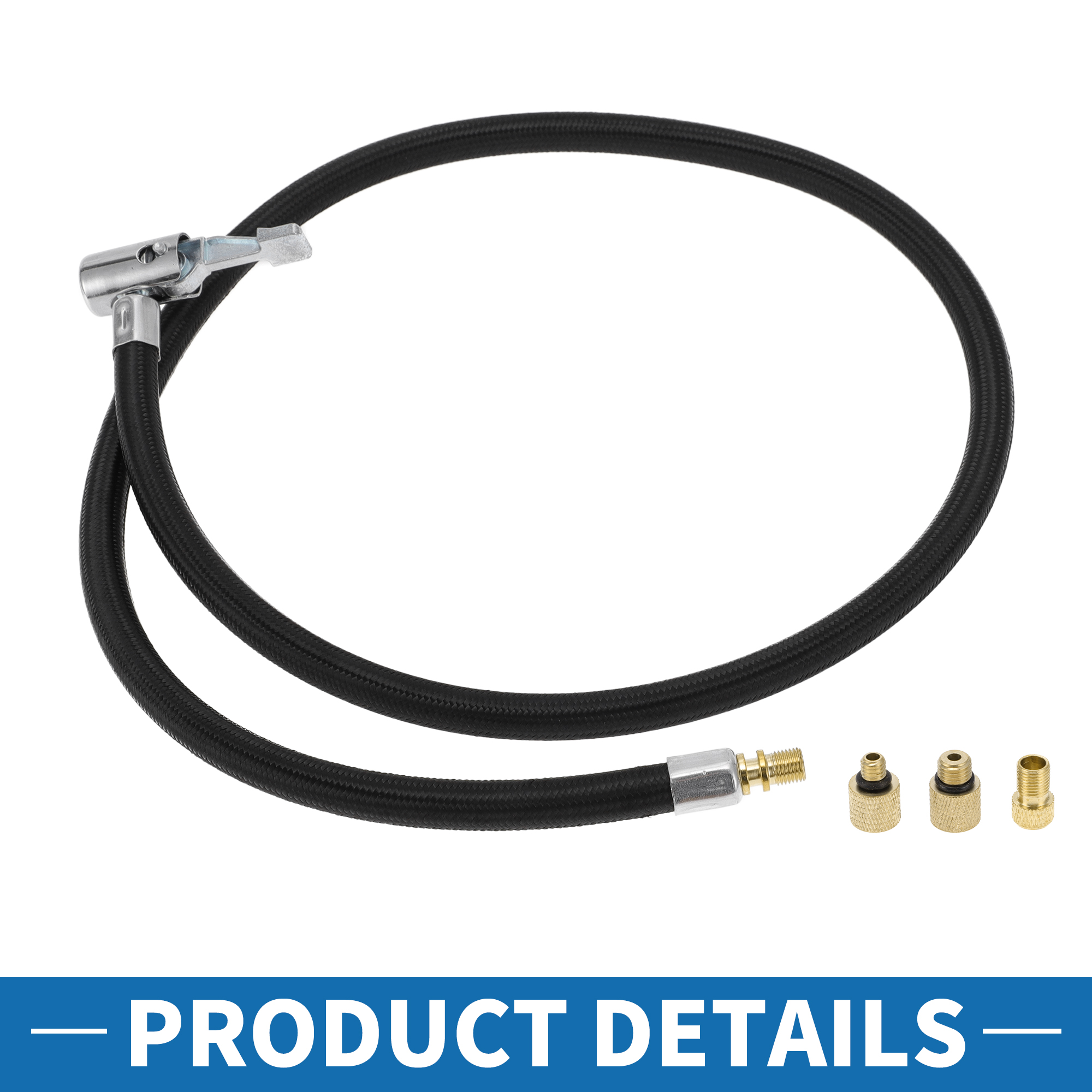 Unique Bargains Durable 35.43inch Tire Inflator Extension Tube with Thread Adapter Nylon