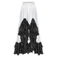 thumbnail image 3 of Hansber Womens Flamenco Dance Skirt Ruffled Trim Irregular Hem Big Swing Skirt for Spanish Dance Tango Salsa White L, 3 of 5