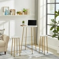 thumbnail image 2 of VECELO 3-Piece Bar Table Set with 2 Stools, Space Saving Round Pub Table Set for Breakfast Nook, Bistro, Dining Room, Kitchen, Gold, 2 of 8