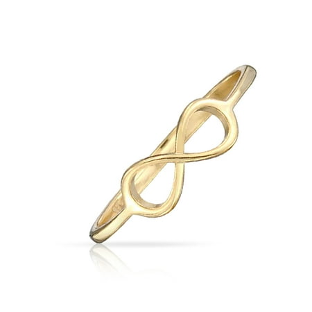 Minimalist Simple Midi Knuckle Thin 1MM Band Stackable Love Knot Infinity Ring For Teen 14K Gold Plated Sterling Silver