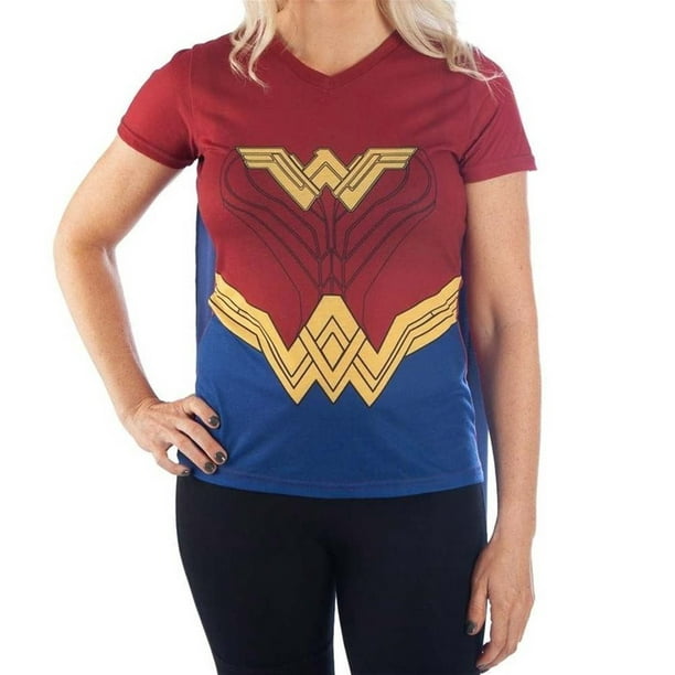 T-Shirt - DC Comics - Wonder Women w/Cape Costume Tee Juniors Petit
