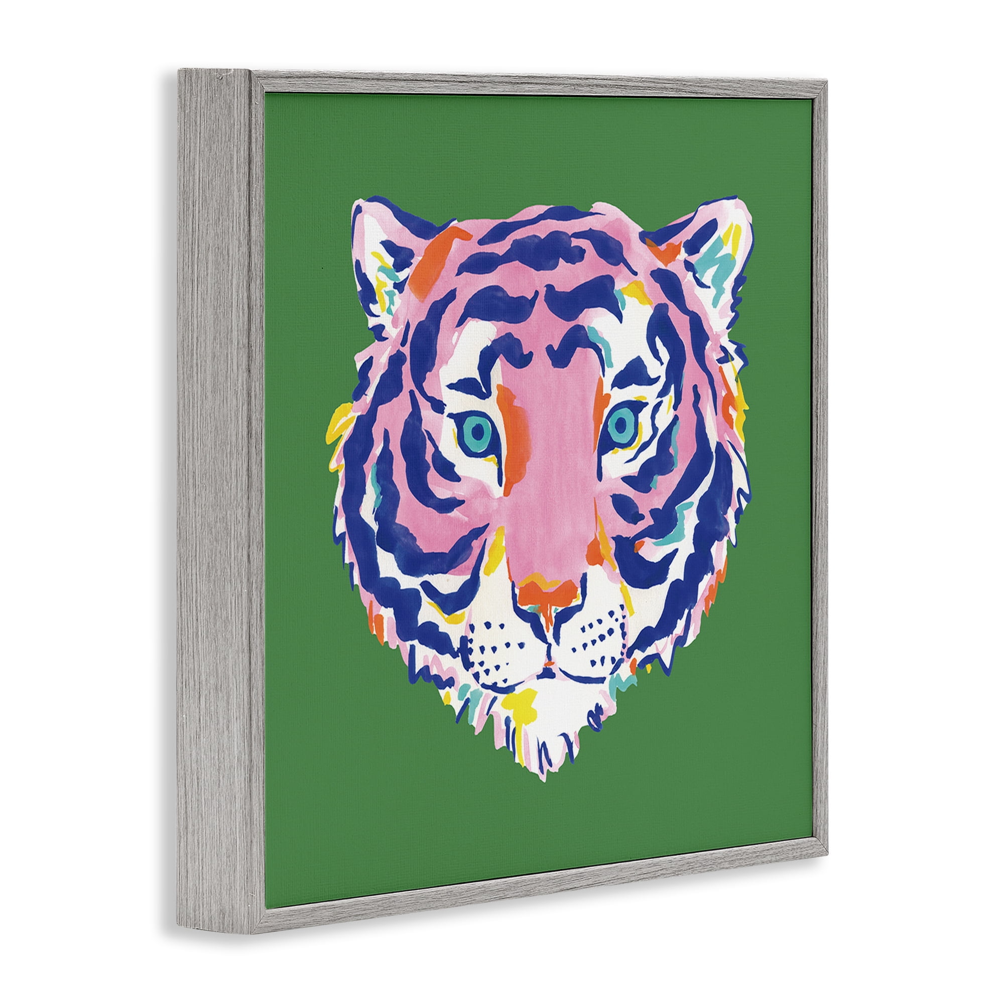 Stupell Industries Exotic Boho Tiger Face Gray Framed Giclee Art, design by Karolina Sato