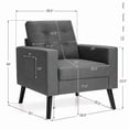 thumbnail image 6 of YYAo Accent Armchair, Single Sofa Chair,Mid-Century Upholstered Armchair Club Chair with Rubber Wood Legs-Gray, 6 of 10