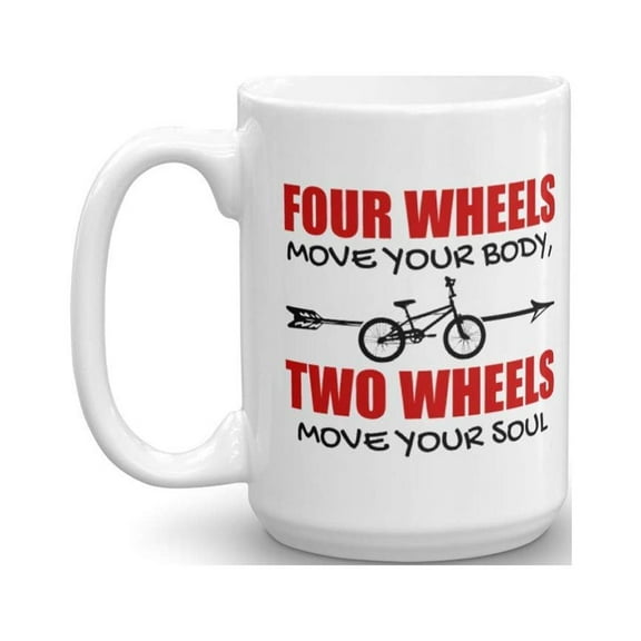 Two Wheels Move Your Soul Coffee & Tea Gift Mug for a Biker and Cup Gifts for Men & Women Cyclist (15oz)