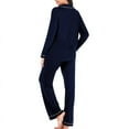 thumbnail image 3 of FANTADOOL 2 Pieces Autumn Women Sleepwear Solid Color Pajamas Set Long Sleeve Top and Long Pant Ladies Pyjamas Suit, 3 of 5