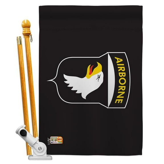 Americana Home & Garden AA-MI-HS-140315-IP-BO-D-US18-AG 28 x 40 in. 101st. Airborne Military Impressions Decorative Vertical Double Sided House Flag Set & Pole Bracket Hardware Flag Set