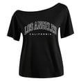 thumbnail image 5 of Girl's Off The Shoulder Shirt Top Los Angeles Graphic T-Shirt Short Sleeve T shirts Tee, 5 of 5