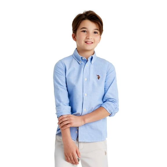 U.S. Polo Assn. Boys Long Sleeve Button Down Oxford Shirt, Sizes 4-18
