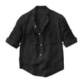 thumbnail image 4 of Men's Long Sleeve Shirt V Neck Casual Button Down Blouse Solid Color Loose Tops Comfy Lightweight Tee, 4 of 4