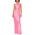 thumbnail image 1 of VISgogo Vestido largo con cuello halter casual para mujer Moda Color sólido Cintura hueca Vendaje Sin espalda Vestido ajustado VISgogo moda, 1 of 5