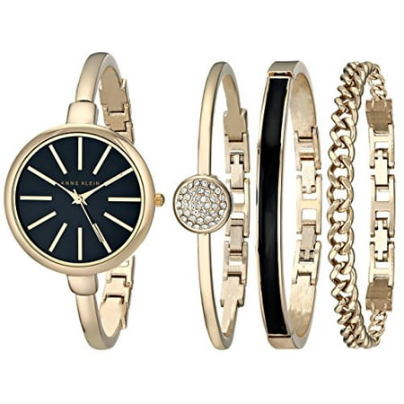 Anne Klein Womens AK/1470GBST Gold-Tone Watch and Bracelet Set