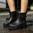 thumbnail image 2 of Crunowin Women's Ankle Rain Boots Rain Boots, Soft Sole Kitchen Fishing Waterproof Short Tube Outdoor Boots Black 7.5, 2 of 8