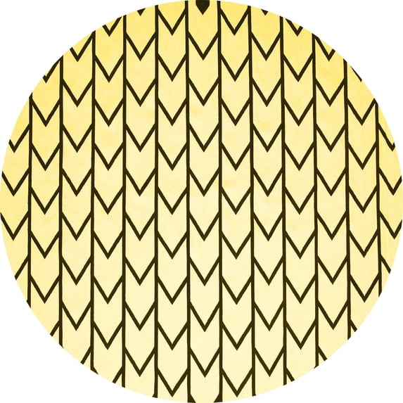 Ahgly Company Indoor Round Solid Yellow Modern Area Rugs, 7' Round