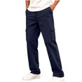 thumbnail image 2 of Mooqilaa Boys Cargo Sweatpants, Elastic Waist Fleece-lined Casual Relaxed Fit Winter Pants Navy Size 5-6 T, 2 of 8