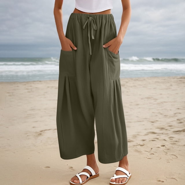 Fashion Women Casual Flower Print Print High Waist Mid Length Chiffon Ruffle Pants Women Business Casual Pants plus Size Dress Pants for Women Business Casual Tan Sweatpants Tan Dress Pants for Women