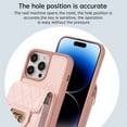 thumbnail image 5 of K-Lion Multi-Functional Wallet Case for iPhone 14 Pro Max 6.7" Organ Card Slots Argyle Pattern PU Leather Metal Snap with Crossbody Strap Shockproof Elegant Purse Case,Pink, 5 of 9