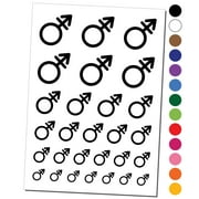 Male with Stroke Sign Transgender Gender Symbol Water Resistant Temporary Tattoo Set Fake Body Art Collection - Black