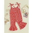 thumbnail image 3 of Suealasg Kids Girl Valentine's Day Suspender Jumpsuit 1T 2T 3T 4T 5T Little Girls Sleeveless Heart Print Rompers Bell Bottoms Pants Toddler Girl Summer Flared Pants, 3 of 9