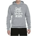 thumbnail image 2 of Wild Bobby Just A Girl Who Loves Jesus Inspirational/Christian Unisex Graphic Hoodie Sweatshirt, Heather Grey, Small, 2 of 5
