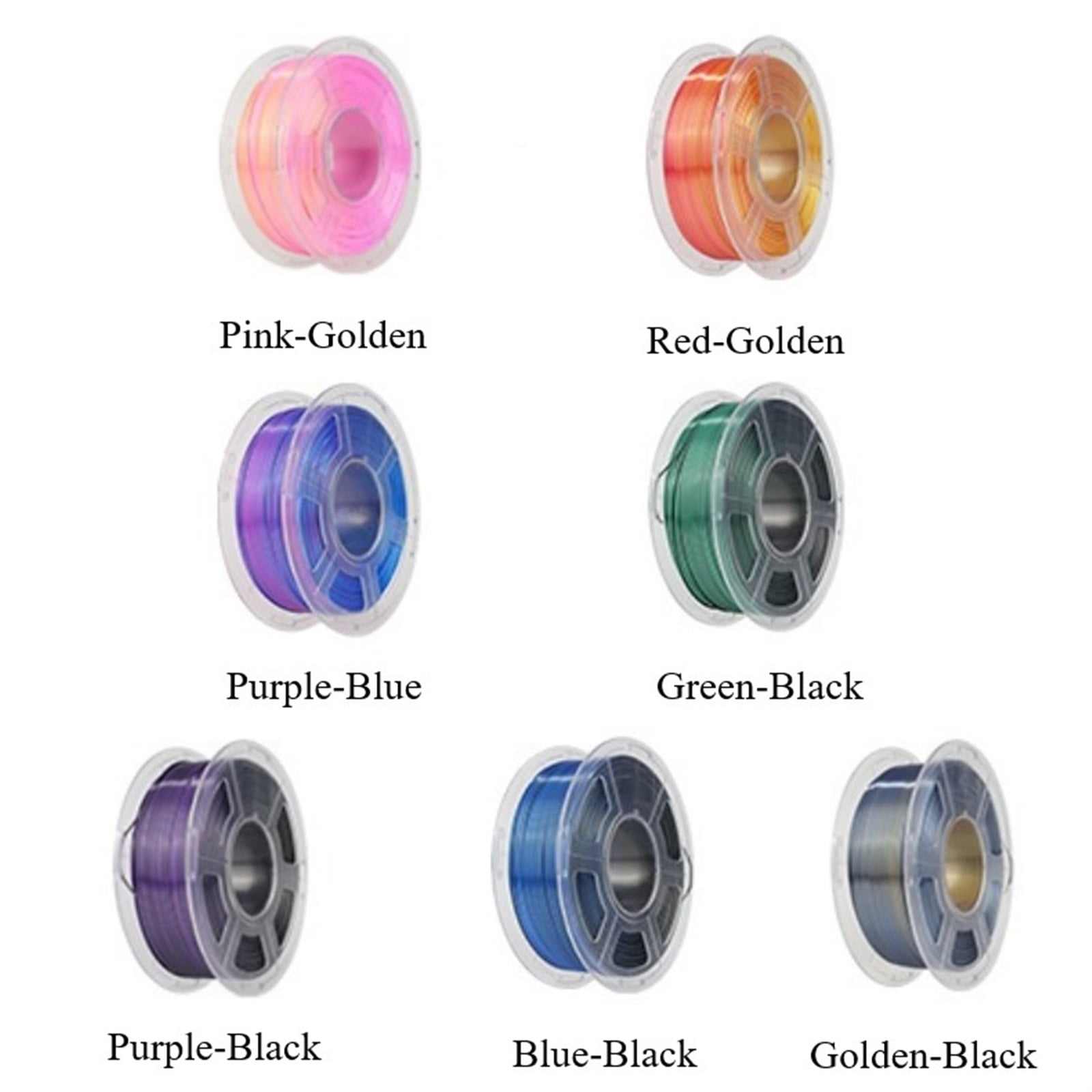 Purple-Blue Dual Color Filament, 1.75mm for Most 3D Printers, Diameter Tolerance +/- 0.02mm, 1KG Shiny Coil, Easy-to-Print