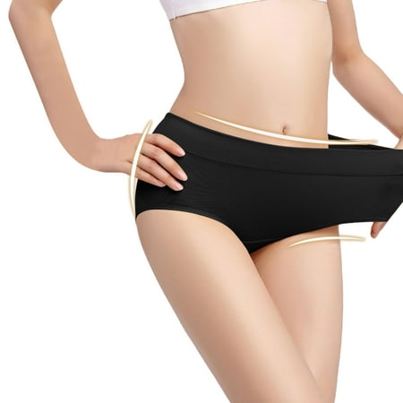 

Briefs For Women Underwear Womens High Waisted Cotton Underwear Ladies Soft Full Briefs Panties Black L 3pcs