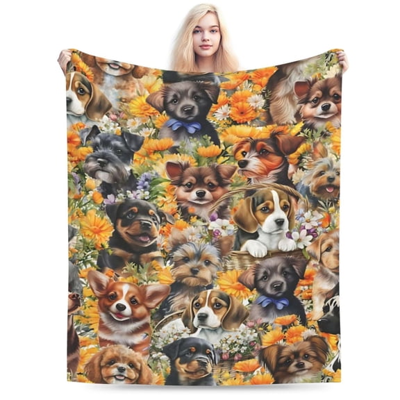 Cute Puppy Dog Throw Blanket Cozy Fluffy Plush 50x40