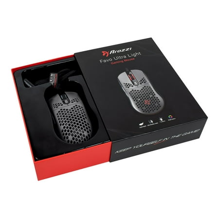 Arozzi - Favo AZ-FAVO-BKGY Lightweight Wired Optical Gaming Mouse - Gray