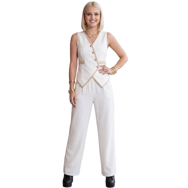 Conjunto 2 Piezas Elegante para Mujer, Chaleco Moderno y Pantalón Palazzo de Corte Sofisticado