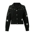 thumbnail image 6 of Womens Jackets Women's Outerwear Womens Casual Jacket Loose Pocket Button Pearl Denim Jacket, 6 of 6