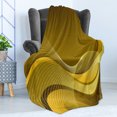 thumbnail image 4 of Programmer Soft Flannel Fleece Blanket, Monochromatic Graphical Abstract Geometric Futuristic Wavy Stripes Composition, Cozy Plush for Indoor and Outdoor Use, 60" x 80", Fawn Mustard, by Ambesonne, 4 of 5