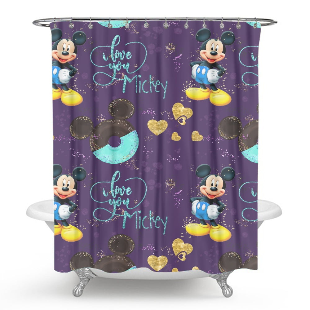 Minnie Mouse Print Shower Curtin Prevalent Bathroom Curtain Set with ...