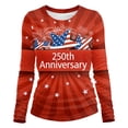 thumbnail image 4 of Bainana Women'S Summer Shirts 250Th Anniversary Print Long Sleeve Crew Neck T Shirt Comfortable Fashion Ladies Festival Relaxed Fit Daily Wear Red Size L, 4 of 4