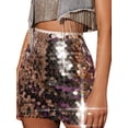 thumbnail image 6 of Suealasg Women Glitter Mini Skirt, High Waist Disco Sequin Club Skirt Stage Performance Clothes, 6 of 9