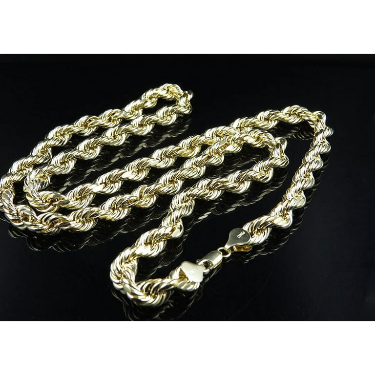 Real 10K Yellow Gold 8 mm Diamond Cut Hollow Rope Chain Necklace 22-30 Inches, adult Unisex, Size: One size, Beige