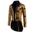 thumbnail image 3 of Blekii Men's Sequin Blazer Jacket, Party Tuxedo Style Jacket, Glitter Evening Wear Coat, Festive Holiday Celebration Top, Stage Performance Outfit, Eye-Catching Jacket for Special Nights, Gold L, 3 of 9
