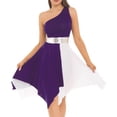 thumbnail image 7 of iiniim Women's Sleeveless Liturgical Praise Dance Color Block Irregular Hem Lyrical Worship Dress Dancewear Purple S, 7 of 7