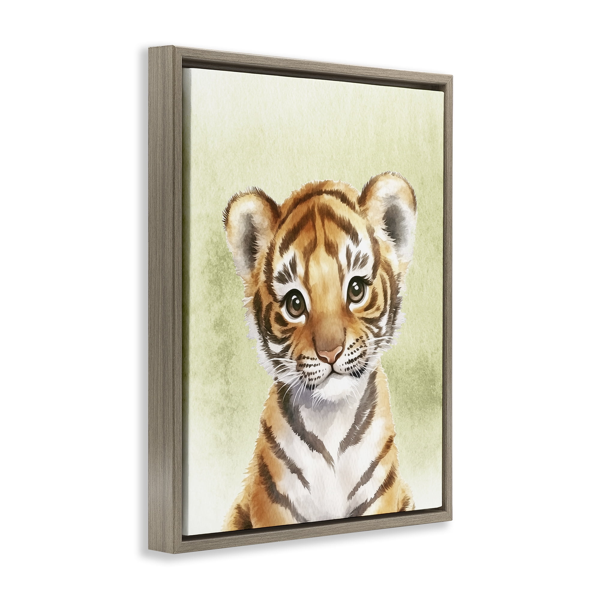 Stupell Industries Jungle Friends Baby Tiger Brown Framed Floater Canvas Wall Art, design by Christine Simpson Art