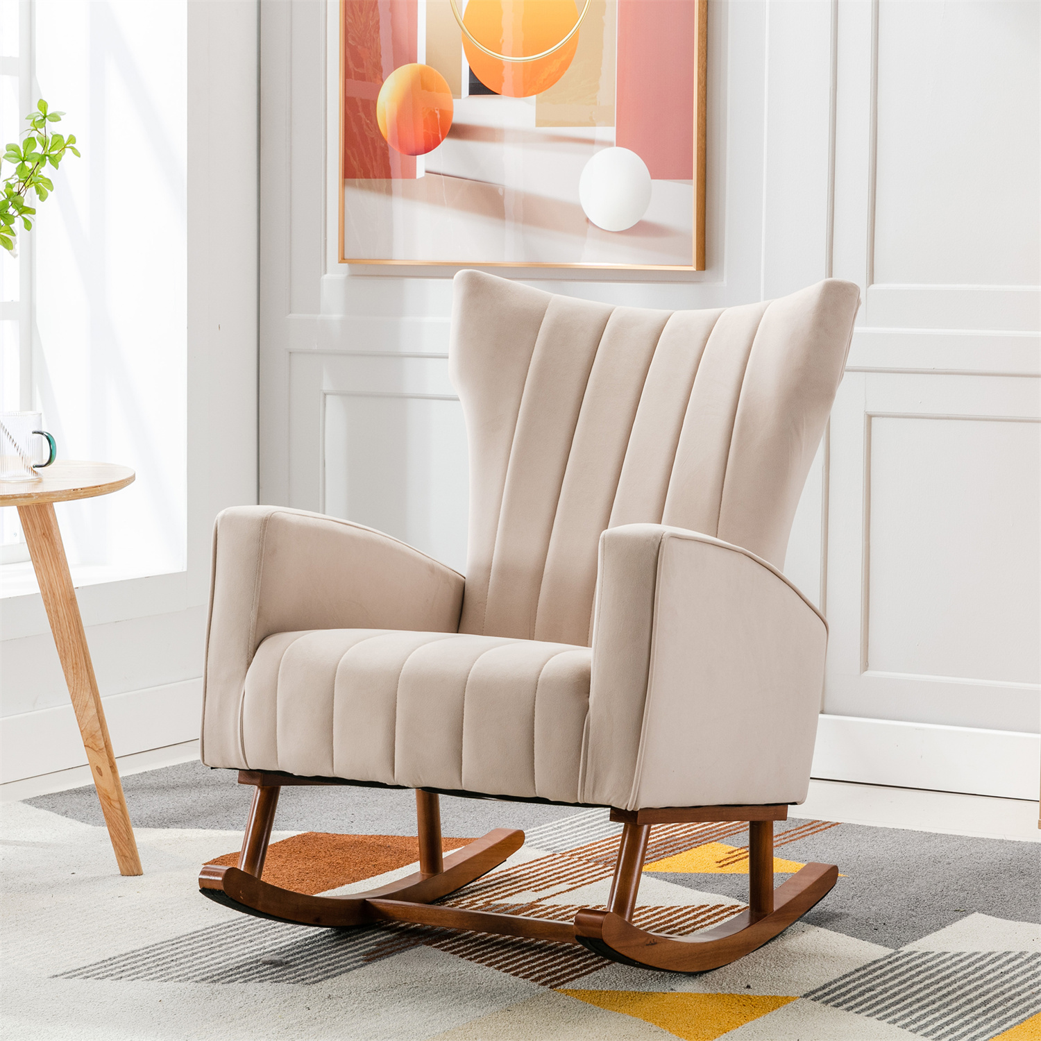 Rocking Chair, Modern Velvet Tufted Upholstered Accent Rocking Chair