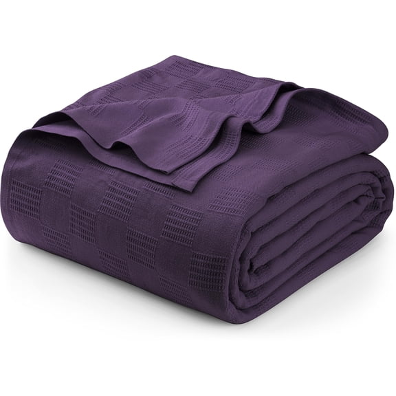 Utopia Bedding 100% Cotton Thermal Blanket Plum Queen Size Soft, Lightweight, Breathable, Cozy Spring and Summer Blankets for Bed, Home Room Decor Gifts for Women and Men (90x90 Inches)